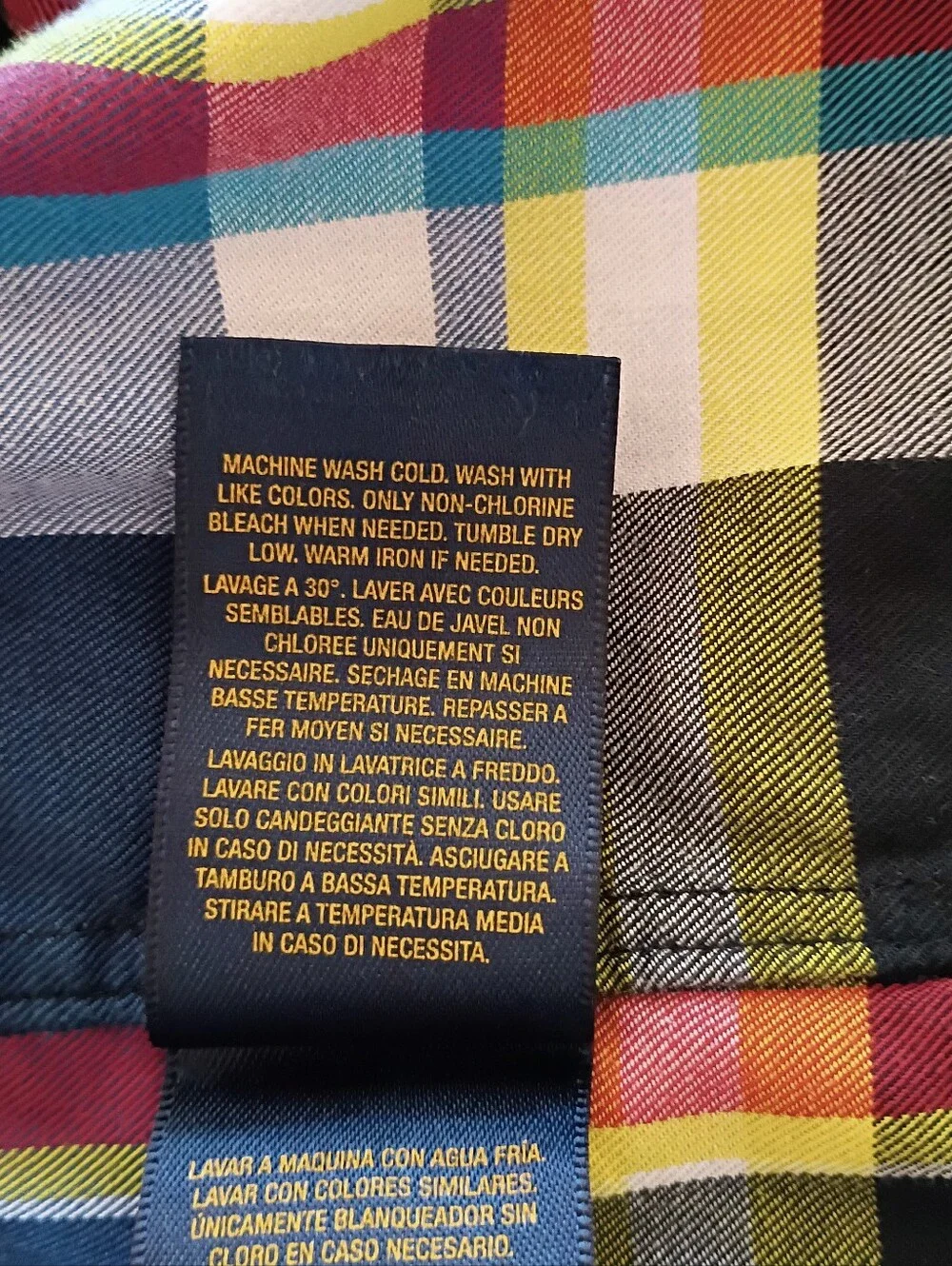 RALPH LAUREN Boys Shirt Plaid Checks Colorful Colorful Blue Red Yellow Sz 10-12